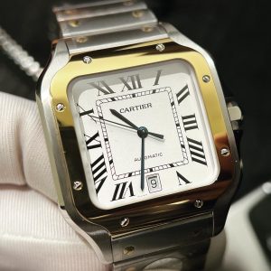 Đồng Hồ Cartier Chế Tác Santos Màu Demi Gold Xưởng BV Tặng Dây Da 40mm (5)