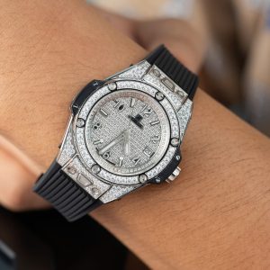 Đồng Hồ Hublot Chế Tác Big Bang Titanium Đính Đá Dây Cao Su 39mm (2)