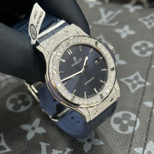 Đồng Hồ Hublot Chế Tác Đính Đá Moissanite Hong Kong Màu Xanh 42mm (3)