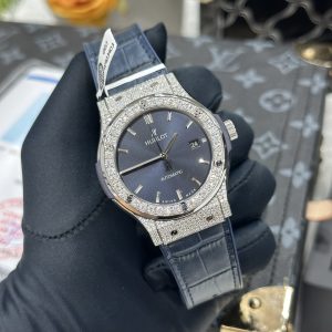 Đồng Hồ Hublot Chế Tác Đính Đá Moissanite Hong Kong Màu Xanh 42mm (8)