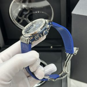 Đồng Hồ Hublot Chế Tác Màu Xanh Blue Big Bang Chronograph Titanium Đính Đá 44mm (5)