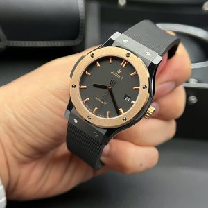 Đồng Hồ Hublot Chế Tác Vỏ Gốm Ceramic Viền Vàng Hồng Xưởng JJZ 42mm (2)