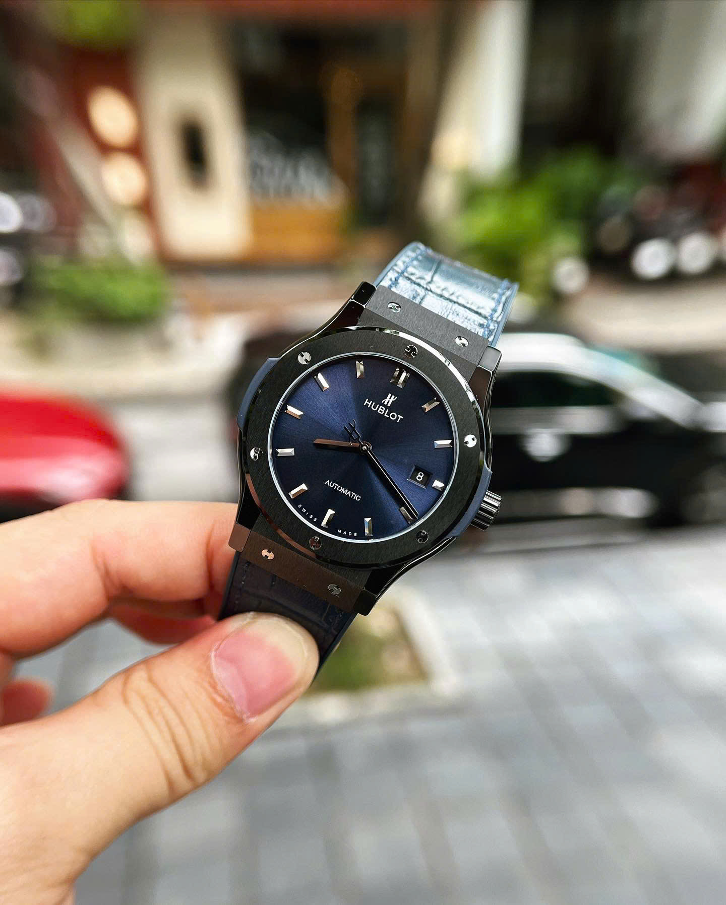 Đồng Hồ Hublot Chế Tác Vỏ Gốm Đen Màu Xanh Than Xưởng JJZ 42mm (3) Đồng Hồ Hublot Chế Tác Vỏ Gốm Đen Màu Xanh Than Xưởng JJZ 42mm (1)