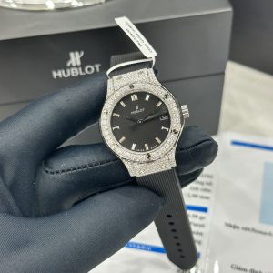 Đồng Hồ Hublot Nữ Chế Tác Đá Moissanite Màu Đen Máy Pin Thụy Sỹ 33mm (5)