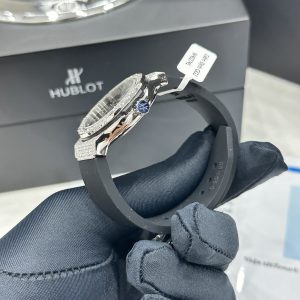 Đồng Hồ Hublot Nữ Chế Tác Đá Moissanite Màu Đen Máy Pin Thụy Sỹ 33mm (5)
