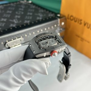 Đồng Hồ Richard Mille Chế Tác RM07 Carbon Đen Dây Cao Su Nữ 32x46mm (9)