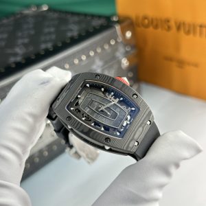 Đồng Hồ Richard Mille Chế Tác RM07 Carbon Đen Dây Cao Su Nữ 32x46mm (9)