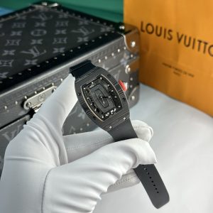 Đồng Hồ Richard Mille Chế Tác RM07 Carbon Đen Dây Cao Su Nữ 32x46mm (9)