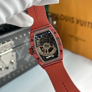 Đồng Hồ Richard Mille Chế Tác RM07 Carbon Đỏ Dây Cao Su Nữ 32x46mm (9)