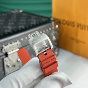 Đồng Hồ Richard Mille Chế Tác RM07 Carbon Đỏ Dây Cao Su Nữ 32x46mm (9)