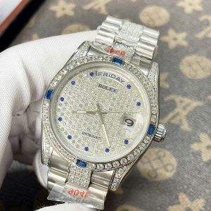 Đồng Hồ Rolex Fake Cao Cấp Máy Nhật Nam Đính Đá Xanh Day-Date 40mm (1)