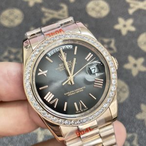 Đồng Hồ Rolex Fake Máy Nhật Day-Date Mặt Xám Khói New 2024 40mm (1)
