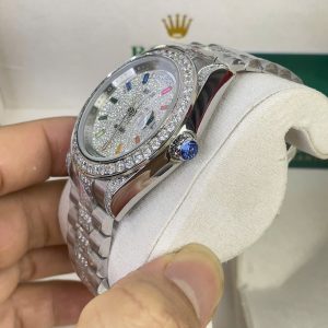 Đồng Hồ Rolex Fake Máy Nhật Đính Đá Cọc Số 7 Màu Day-Date 40mm (1)