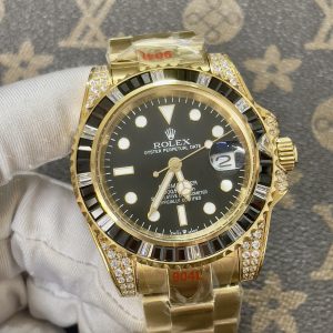Đồng Hồ Rolex Fake Máy Nhật Submariner Đính Đá Đen 40mm (1)