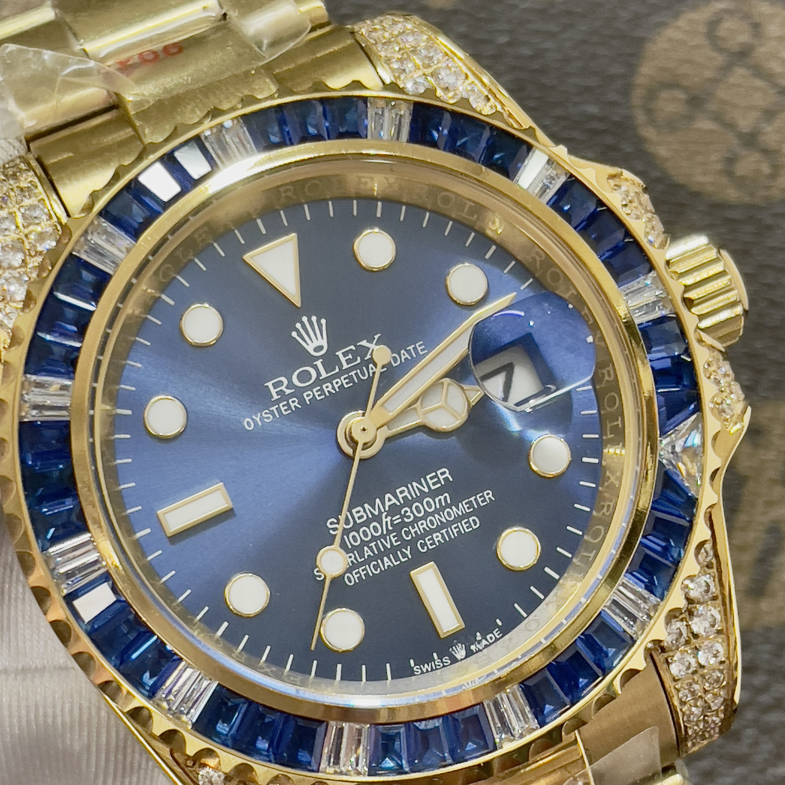 Đồng Hồ Rolex Fake Máy Nhật Submariner Đính Đá Xanh Dương 40mm (2) Đồng Hồ Rolex Fake Máy Nhật Submariner Đính Đá Xanh Dương 40mm (1)