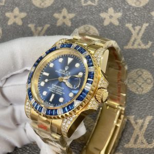 Đồng Hồ Rolex Fake Máy Nhật Submariner Đính Đá Xanh Dương 40mm (1)