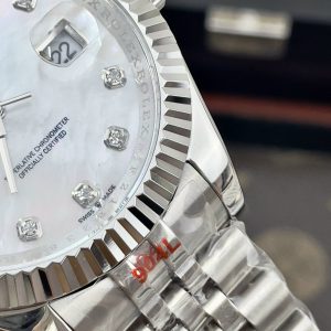 Đồng Hồ Rolex Fake Máy Nhật Thép Trắng Mặt Khảm Trai DateJust 31-36-41mm (1)