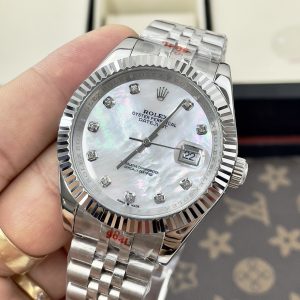Đồng Hồ Rolex Fake Máy Nhật Thép Trắng Mặt Khảm Trai DateJust 31-36-41mm (1)