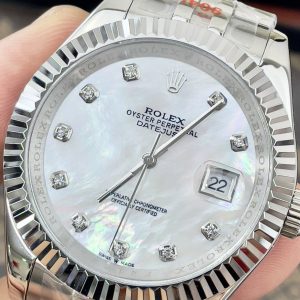 Đồng Hồ Rolex Fake Máy Nhật Thép Trắng Mặt Khảm Trai DateJust 31-36-41mm (1)