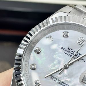 Đồng Hồ Rolex Fake Máy Nhật Thép Trắng Mặt Khảm Trai DateJust 31-36-41mm (1)