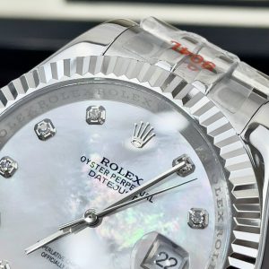 Đồng Hồ Rolex Fake Máy Nhật Thép Trắng Mặt Khảm Trai DateJust 31-36-41mm (1)