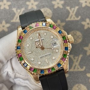 Đồng Hồ Rolex Fake Máy Nhật Yacht Master Đính Đá 7 Màu 40mm (1)