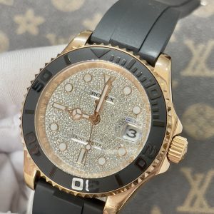 Đồng Hồ Rolex Fake Máy Nhật Yacht Master Đính Đá Dây Cao Su 40mm (5)