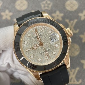 Đồng Hồ Rolex Fake Máy Nhật Yacht Master Đính Đá Dây Cao Su 40mm (5)