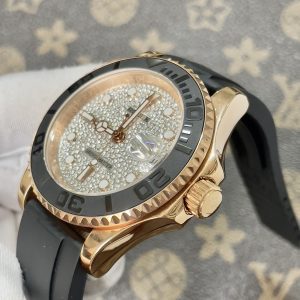 Đồng Hồ Rolex Fake Máy Nhật Yacht Master Đính Đá Dây Cao Su 40mm (5)