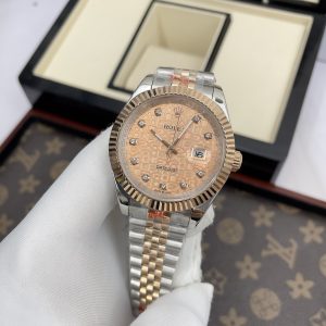 Đồng Hồ Rolex Máy Nhật DateJust Mặt Vi Tính Màu Demi Hồng (4)