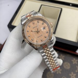 Đồng Hồ Rolex Máy Nhật DateJust Mặt Vi Tính Màu Demi Hồng (4)