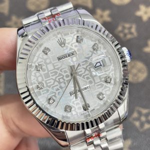 Đồng Hồ Rolex Máy Nhật DateJust Mặt Vi Tính Màu Trắng Fake