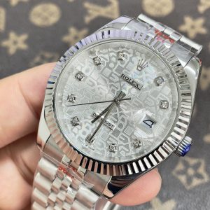 Đồng Hồ Rolex Máy Nhật DateJust Mặt Vi Tính Màu Trắng Fake
