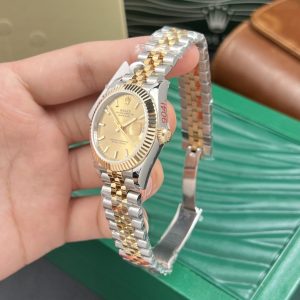 Đồng Hồ Rolex Nữ Chế Tác Bọc Vàng Mặt Số Vàng Champagne Xưởng GM 31mm (3)