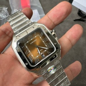 Đồng Hồ Cartier Replica Cao Cấp Mặt Số Nâu Santos Xưởng BV (6)