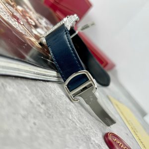 Đồng Hồ Cartier Santos Chế Tác Đá Moissanite Hong Kong Màu Xanh Blue (10)