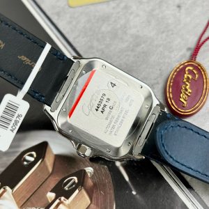 Đồng Hồ Cartier Santos Chế Tác Đá Moissanite Hong Kong Màu Xanh Blue (10)