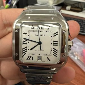 Đồng Hồ Cartier Santos De Cartier Mặt Trắng Rep 11 Xưởng BV Nam (2)