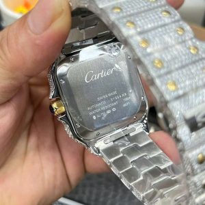 Đồng Hồ Cartier Santos Đính Full Đá Demi Gold Xưởng AMG (1)