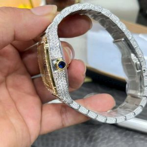 Đồng Hồ Cartier Santos Đính Full Đá Demi Gold Xưởng AMG (1)