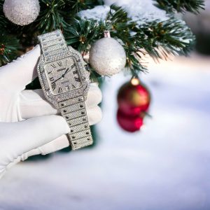 Đồng Hồ Cartier Santos Đính Full Đá Moissanite Hong Kong Chế Tác 39 (5)