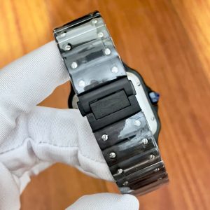 Đồng Hồ Cartier Santos Fake Giá Rẻ Máy Cơ Nhật Màu Đen 40mm (1)