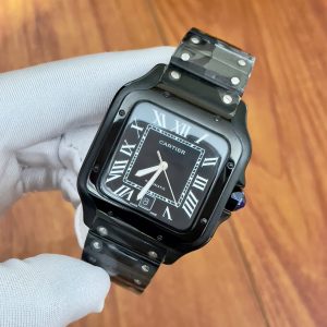 Đồng Hồ Cartier Santos Fake Giá Rẻ Máy Cơ Nhật Màu Đen 40mm (1)