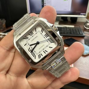 Đồng Hồ Cartier Santos Replica 11 Nữ Mặt Trắng Xưởng BV 35mm