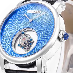 Đồng Hồ Cartier Tourbillon Mặt Xanh Dương Họa Tiết Guilloche 42mm (1)