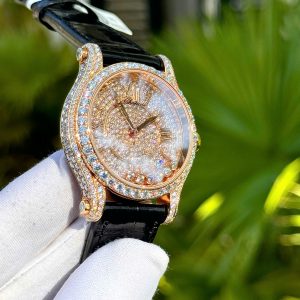 Đồng Hồ Chopard Đính Full Đá Moissanite Phủ Vàng Hồng 18K 32mm (1)