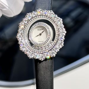 Đồng Hồ Chopard Đính Moissanite Mặt Bông Hoa Đá Xoay Chế Tác Hong Kong 38mm (1)