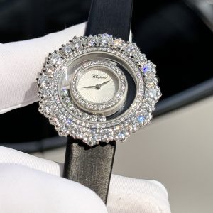 Đồng Hồ Chopard Đính Moissanite Mặt Bông Hoa Đá Xoay Chế Tác Hong Kong 38mm (6)