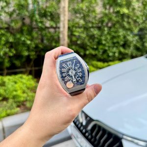 Đồng Hồ Franck Muller V45 Replica Cao Cấp Đính Đá Màu Xanh