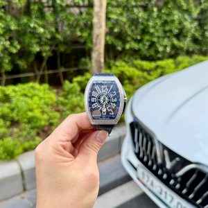 Đồng Hồ Franck Muller V45 Replica Cao Cấp Đính Đá Màu Xanh